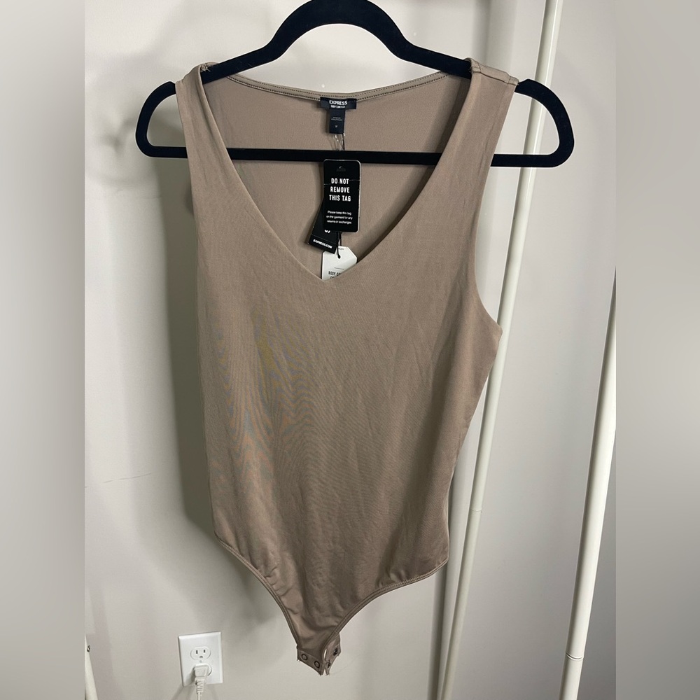 Express Tan Sleeveless Body Contour Bodysuit